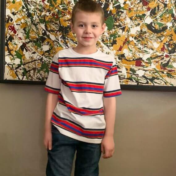 Look #9 Casual Style Stylist: Chie Kai Outfit: Red stripe T - shirt, denim jeans Shoes: Personal Collection Accessories: Personal Collection Model: Liam Weatherall Photographer: Jenny Weatherall Art by: Josh Weatherall Location: Brockport, NY